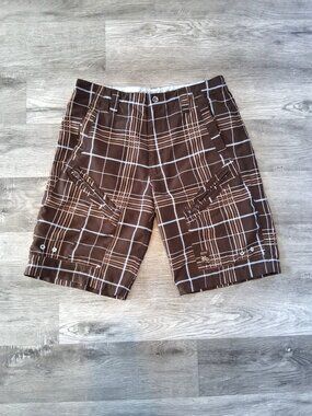 Ripzone Men's LG (34) Bown, Plaid Board Shorts/Trunks, Swimwear